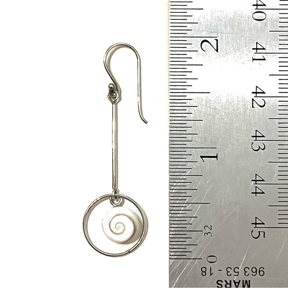 Sterling Silver 925 Dainty Shell Drop Earrings - Picture 6 of 6